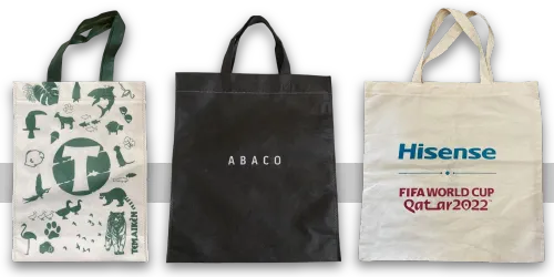 Bolsas ecológicas de friselina con asas y sin fuelle personalizadas con logo, medida estándar 35x45+0