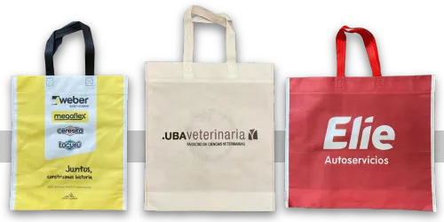 Bolsas ecológicas de friselina con asas y fuelle inferior personalizadas, medidas 35x35+15 o 45x35+10